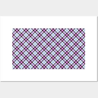 Pink and Blue Plaid Background Posters and Art